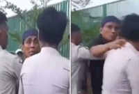 Foto Kolase : Tangkapan layar video bos jukir liar pukul petugas Dishub Makassar