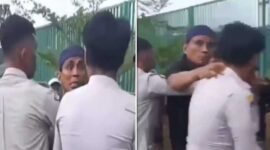 Foto Kolase : Tangkapan layar video bos jukir liar pukul petugas Dishub Makassar