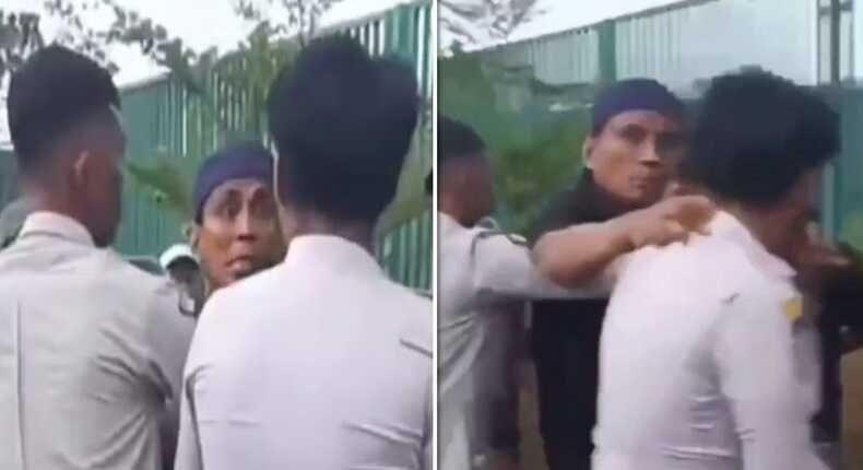 Foto Kolase : Tangkapan layar video bos jukir liar pukul petugas Dishub Makassar