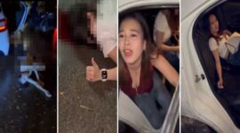 Foto Kolase : 4 Ladies kecelakaan tunggal di BY-pass Jalan Laode Hadi, Kota Kendari. (Tangkapan layar video)