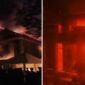 Foto Kolase – Kantor DPRD Sulsel (kiri) dan Kejati Sulsel (kanan) dibakar demonstran 