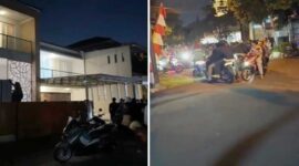 Foto kolase – Massa mendatangi rumah Nafa Urbach dan mengambil barang-barang berharga termasuk celana dalam.