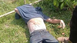 Jasad Adityawarman, Pemred Okeyboz.com, ditemukan di area kebun dengan luka sayatan di tubuh. (Ist)