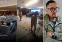 Foto kolase – Massa menjarah rumah dan merusak mobil mewah Ahmad Sahroni di Tanjung Priok, Jakarta Utara.