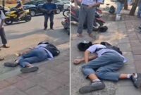 Foto kolase – Seorang pelajar SMK di Gowa terkapar usai dikeroyok