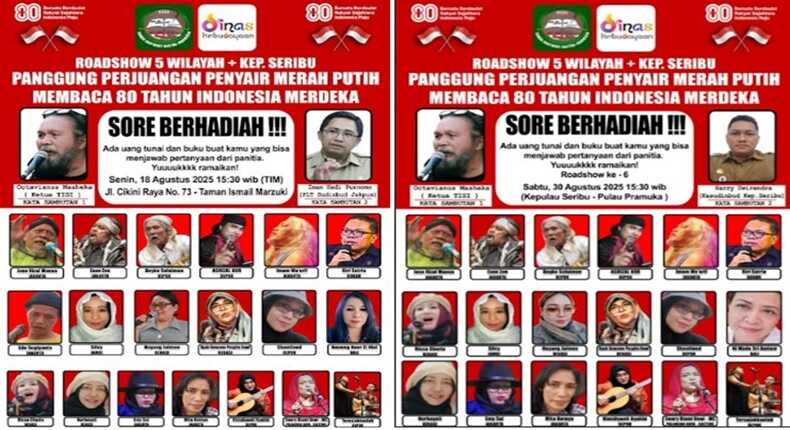Road show lima wilayah panggung perjuangan merah putih membaca 80 tahun Indonesia merdeka