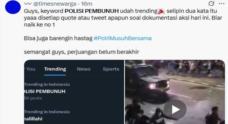 Tagar Polisi Pembunuh Trending di media sosial