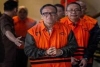 Wamenaker Immanuel Ebenezer menangis usai ditetapkan sebagai tersangka (Ist)