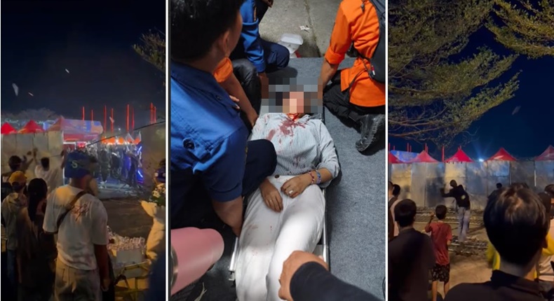 Foto kolase  - Penonton terluka akibat kericuhan di konser Watch On Fest 2025 di Parkiran Mal Pipo Makassar, Kamis (25/9/2025) malam.