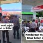 Tangkapan layar video viral memperlihatkan sejumlah aparat kepolisian melakukan sidak di SPBU dan meminta petugas agar tidak melayani pengendara yang menunggak pajak kendaraan.