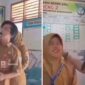 Tangkapan layar video – Dua Kepsek pasutri karaoke mesra saat jam sekolah (Foto kolase).