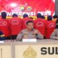 Konferensi pers Polda Sulsel terkait penangkapan tersangka pembakaran Kantor DPRD Makassar dan DPRD Sulsel, Kamis (4/9/2025).