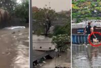 Foto kolase - Banjir besar di Bali, Rabu (10/9/2025). Tampak sejumlah mobil terendam banjir, permukiman warga dikepung air, serta proses evakuasi korban oleh warga dan tim penyelamat.