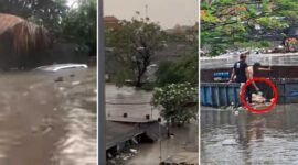 Foto kolase - Banjir besar di Bali, Rabu (10/9/2025). Tampak sejumlah mobil terendam banjir, permukiman warga dikepung air, serta proses evakuasi korban oleh warga dan tim penyelamat.