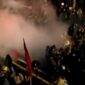 Tangkapan layar video – Aksi demonstrasi di Jakarta dibalas dengan tembakan gas air mata