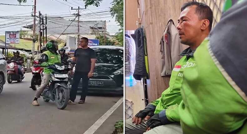 Tangkapan layar video – Detik-detik oknum TNI sikut ojol di Pontianak Timur hingga hidung patah dan mata bengkak.