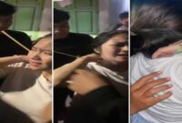 Tangkapan layar video – Seorang perempuan muda di Makassar teriak kesakitan usai lehernya tertancap busur nyasar.