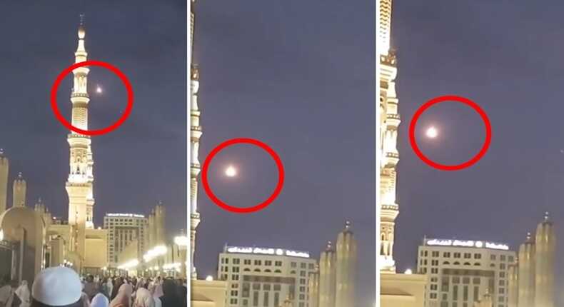 Tangkapan layar video – Detik-detik Rudal ‘Israel’ Nyasar ke Langit Madinah (Foto kolase)