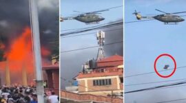 Tangkapan layar video – Rumah Presiden Nepal dikepung dan dibakar oleh massa, keluarga Presiden dievakuasi menggunakan helikopter.