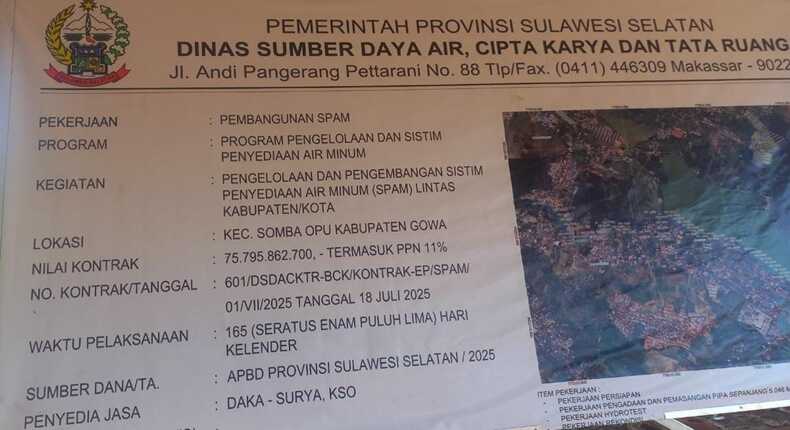 Pembangunan Sistem Penyediaan Air Minum (SPAM) Regional Mamminasata di Kabupaten Gowa