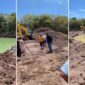 Tangkapan layar video – Emak-emak dan warga setempat mendatangi lokasi tambang galian C di Desa Tindang, Kecamatan Bontonompo Selatan, Kabupaten Gowa, Sulawesi Selatan, tampak galian tambang tersebut rusak parah kian dalam hingga menyerupai kolam renang.