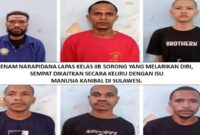 Enam narapidana Lapas Kelas IIB Sorong yang melarikan diri, sempat dikaitkan secara keliru dengan isu manusia kanibal di Sulawesi. (foto : Oikonews)