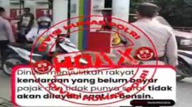 Unggahan klarifikasi akun X Divisi Humas Polri @DivHumas_Polri terkait sidak pajak kendaraan dan pembatasan pengisian BBM bersubsidi adalah hoax. (Tangkapan layar).