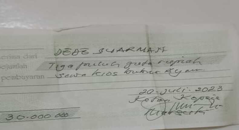Kwitansi pembayaran diduga terkait penyalahgunaan fasum di Makassar.