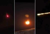 Penampakan cahaya yang diduga meteor melintasi langit Cirebon pada Minggu malam (5/9/2025), terekam oleh kamera warga. Fenomena ini sempat memicu kehebohan di media sosial. (Tangkapan layar video warga)