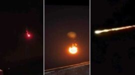 Penampakan cahaya yang diduga meteor melintasi langit Cirebon pada Minggu malam (5/9/2025), terekam oleh kamera warga. Fenomena ini sempat memicu kehebohan di media sosial. (Tangkapan layar video warga)