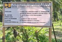 Papan informasi proyek rehabilitasi jaringan utama D.I. di Sulawesi Selatan tidak mencantumkan nilai anggaran.