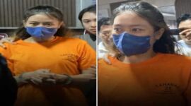 Foto kolase - Windi Sintia saat dihadirkan di hadapan wartawan dalam konferensi pers oleh aparat kepolisian.