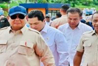 Prabowo Subianto bersama rombongan menteri (Ist)