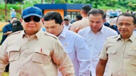 Prabowo Subianto bersama rombongan menteri (Ist)