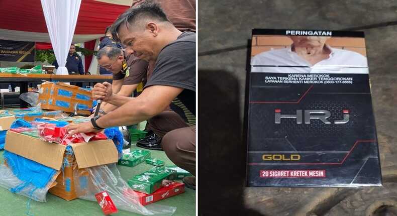 Foto Kolase – Pemusnahan rokok Smith dan HRJ Gold lolos