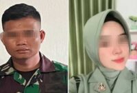 Foto kolase – Istri anggota Persit berinisial HP dengan junior suaminya, Pratu RH diduga selingkuh.