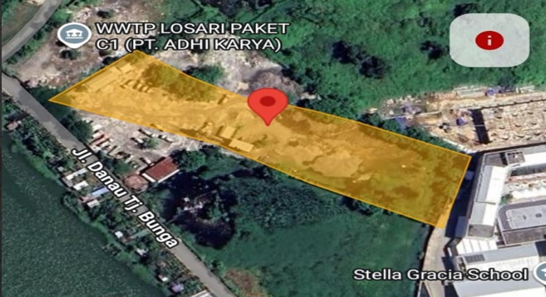 Tangkapan layar peta satelit lokasi sengketa lahan di Kelurahan Maccini Sombala, Makassar.