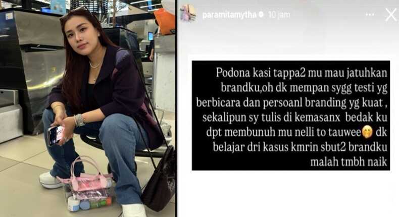 Foto Kolase – Owner MJB Skincare Paramita Irfan dan Story Instagram miliknya