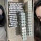 Foto Kolase - Nadine Iyrene, owner SW Glow’s, di sisi kiri dan kanan, serta tumpukan produk SW Glow’s kemasan hijau putih di tengah yang masih diperjualbelikan meski sudah masuk peringatan BPOM.