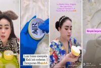 Tangkapan layar video media sosial yang memperlihatkan Owner AJR Beauty, Mira, diduga sedang mempromosikan sekaligus meracik produk handbody AJR Beauty.