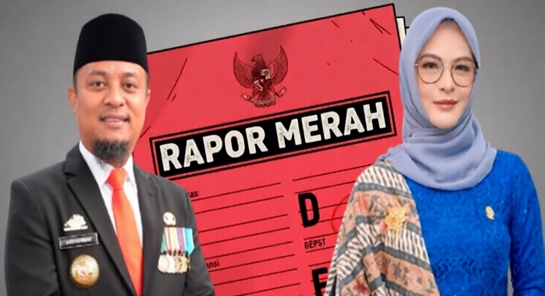 Ilustrasi rapor merah sebagai simbol kritik PB IPMIL Raya terhadap kinerja Gubernur Sulsel Andi Sudirman Sulaiman dan Ketua DPRD Sulsel Andi Rachmatika Dewi (Cicu) di penghujung akhir tahun 2025.