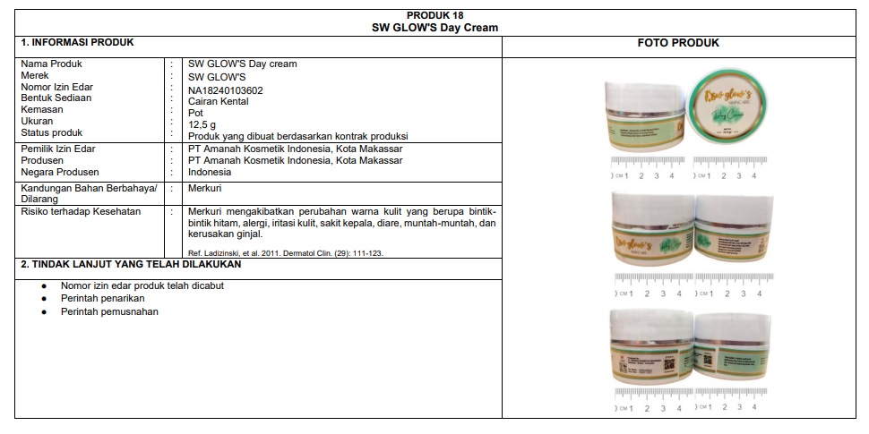 SW Glow’s Day Cream kemasan hijau