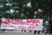 Aksi demonstrasi PB IPMIL Raya terkait sengketa lahan 500 hektar di Luwu Utara.