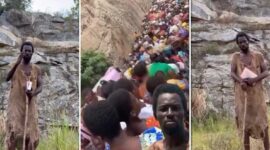 Tangkapan layar video nabi gadungan asal Ghana, Ebo Noah, saat memproklamirkan kiamat pada 25 Desember 2025 dan mengajak para pengikutnya untuk bersiap serta menuju bahtera yang diklaim sebagai sarana keselamatan. (Foto kolase).