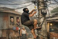 Oknum Pegawai PLN Takalar diduga melakukan pencurian listrik dari Pos Ronda di Takalar, sambungan ilegal terlihat di rumah warga AS (Ilustrasi)
