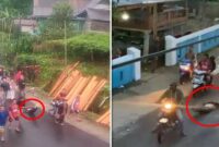 Tangkapan layar video viral yang memperlihatkan terduga pelaku pemerkosaan terhadap gadis difabel di Gowa saat diarak warga keliling kampung sebelum akhirnya tewas.