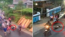 Tangkapan layar video viral yang memperlihatkan terduga pelaku pemerkosaan terhadap gadis difabel di Gowa saat diarak warga keliling kampung sebelum akhirnya tewas.