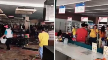 Tangkapan layar rekaman warga saat aksi penjarahan minimarket di Sibolga. (Foto kolase)