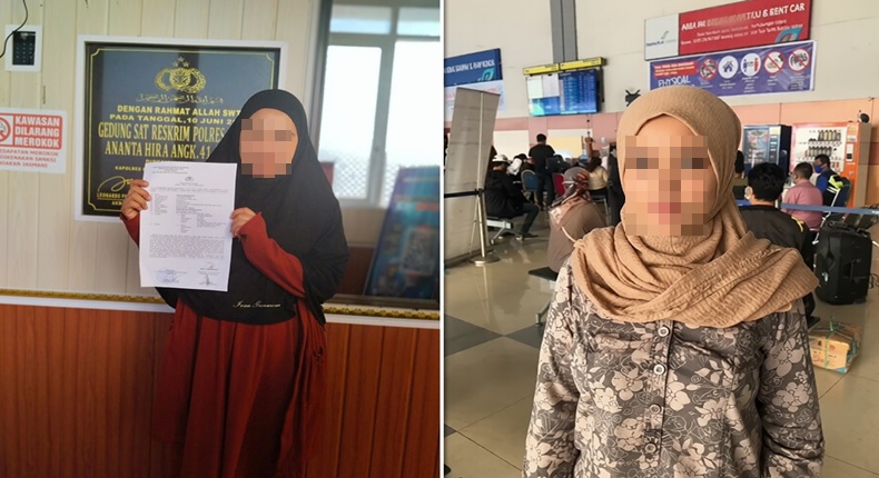 NS selaku pelapor (kiri) dan YM alias MK selaku terlapor (kanan), yang sebelumnya pernah diamankan di Polres Bontang beberapa tahun lalu dalam kasus serupa. Setelah bebas, terlapor diduga kembali melakukan penipuan. (Foto Kolase)