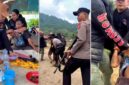 Detik-detik penangkapan wartawan advokasi Royman M. Hamid oleh aparat Polres Morowali di Desa Torete, Kecamatan Bungku Pesisir. (Foto kolase)